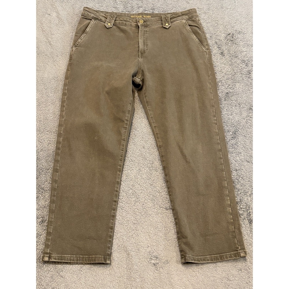 Michael Kors Cropped Jeans Womens 12 Green Denim MK Medium Wash Pants